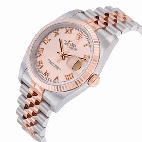 Rolex Datejust Pink Roman Dial Fluted 18k Rose Gold Bezel Jubilee Bracelet Men's Watch 116231PRJ