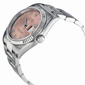 Rolex Datejust Pink Roman Dial Oyster Bracelet Fluted Bezel Men's Watch 116234PRO
