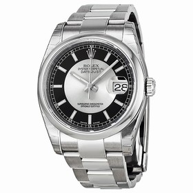 Rolex Datejust Rhodium Center Black Index Dial Oyster Bracelet Men's Watch 116200BKRSO