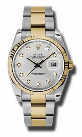 Rolex Datejust Silver Dial Automatic Stainless Steel and 18kt Yellow Gold Men's Watch 116233SDO