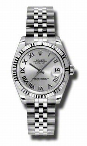 Rolex Datejust Silver Dial Automatic White Gold Bezel Steel Ladies Watch 178274SRJ