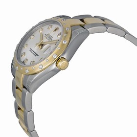 Rolex Datejust Silver Diamond Dial 18K Yellow Gold and Steel Automatic Ladies Watch 178343SDO