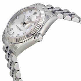 Rolex Datejust Silver Diamond Dial Jubilee Bracelet 18k White Gold Fluted Bezel Unisex Watch 178274SDJ