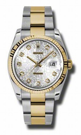 Rolex Datejust Silver Jubilee Dial Automatic Stainless Steel and 18kt Yellow Gold Men's Watch 116233SJDO