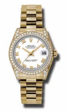 Rolex Datejust White Automatic 18kt Yellow Gold President Ladies Watch 178158WRP