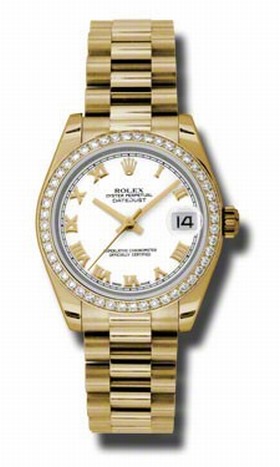 Rolex Datejust white Automatic 18kt Yellow Gold President Ladies Watch 178288WRP