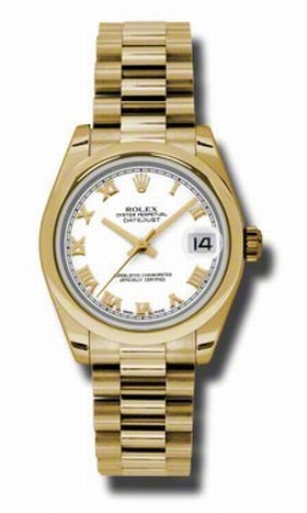Rolex Datejust White Dial Automatic 18kt Yellow Gold President Ladies Watch 178248WRP