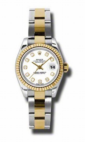 Rolex Datejust White Dial Automatic Stainless Steel and 18kt Yellow Gold Ladies Watch 179173WDO