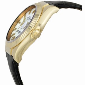 Rolex Datejust White Index Dial Fluted Bezel Leather Strap Men's Watch 116138WSL