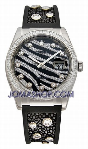 Rolex Datejust Zebra Stripe Diamond Dial Mens Watch 116189BBR