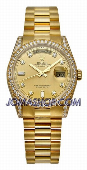 Rolex Day Date Champagne Diamond President Bracelet 18k Yellow Gold Men's Watch 118388CDP