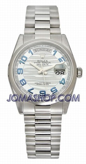Rolex Day Date Iced Blue Wave Arabic Dial President Bracelet Platinum Men's Watch 118206BLAP