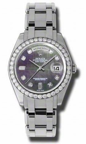 Rolex Day Date Masterpiece Dark Mother Of Pearl Automatic Platinum Pearl Master Ladies Watch 18946BKMDPM