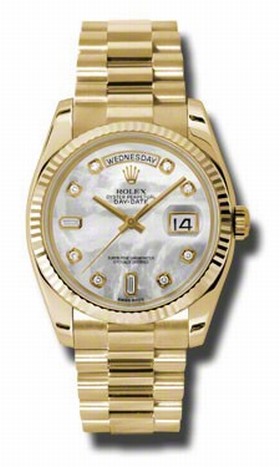 Rolex Day Date Mother of Pearl Diamond Dial President Bracelet 18k Yellow Gold Men's Watch 118238MDP