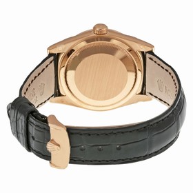 Rolex Day-Date President Automatic Pink Champagne Diamond Dial Black Leather Unisex Watch 118135PKDL
