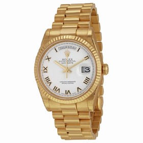 Rolex Day Date White Automatic 18kt Yellow Gold Men's Watch 118238WRP