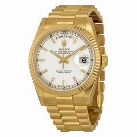 Rolex Day Date White Index Dial President Bracelet 18k Yellow Gold Men's Watch 118239WSP