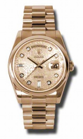 Rolex Day-Date Champagne Jubilee Dial Automatic 18kt Rose Gold President Men's Watch 118205CJDP