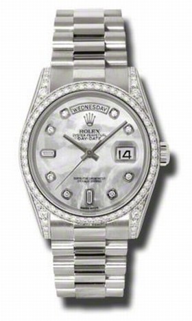 Rolex Day-Date Mother of Pearl Dial Automatic 18k White Gold President Ladies Watch 118389MDP