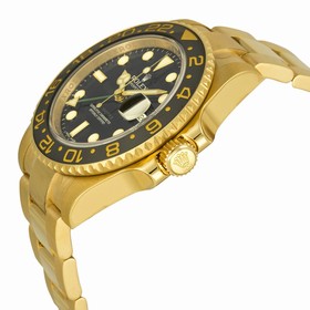 Rolex GMT Master II Black Index Dial Oyster Bracelet 18kt Yellow Gold Men's Watch 116718BKSO