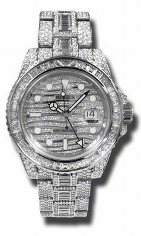 Rolex GMT Master II Diamond Automatic 18kt White Gold Set With Diamonds Men's Watch 116769TBR