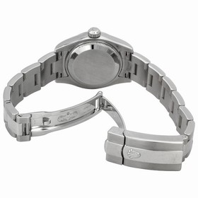 Rolex Datejust Black Index Dial Oyster Bracelet 18k White Gold Fluted Bezel Ladies Watch 179174BKSO