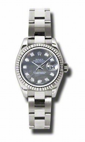Rolex Datejust Black Mother of Pearl Dial Automatic White Gold Ladies Watch 179179BKMDO