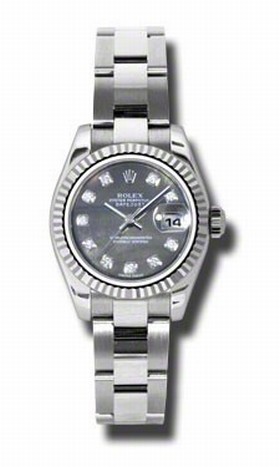 Rolex Datejust Black Mother of Pearl Diamond Dial Automatic Ladies Watch 179174BKMDO