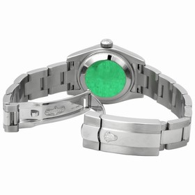 Rolex Datejust Black Roman Dial Oyster Bracelet 18k White Gold Fluted Bezel Ladies Watch 179174BKRO