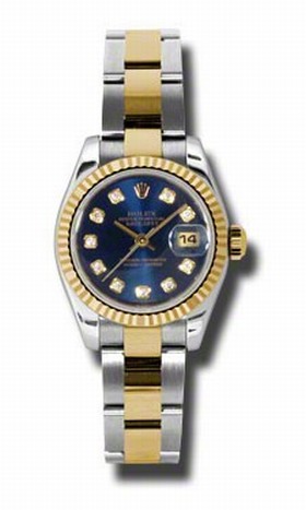 Rolex Datejust Blue Dial Automatic Stainless Steel and 18kt Yellow Gold Ladies Watch 179173BLDO