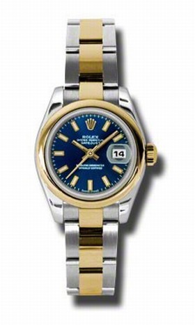 Rolex Datejust Blue Dial Steel and Yellow Gold Ladies Watch 179163BLSO