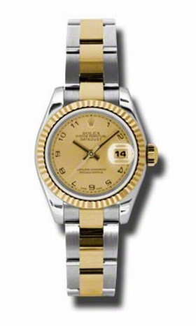 Rolex Datejust Champagne Dial Automatic Stainless Steel and 18kt Yellow Gold Ladies Watch 179173CAO