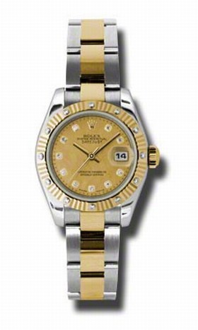 Rolex Datejust Champagne Dial Two Tone Diamond 26 MM Ladies Watch 179313CDO