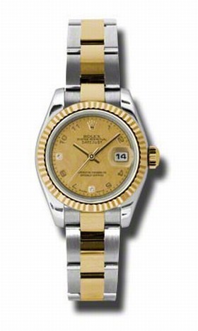 Rolex Datejust Champagne Goldust Mother of Pearl Dial Automatic Stainless Steel and 18kt Yellow Gold Ladies Watch 179173CGDMADO