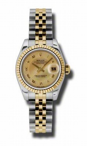 Rolex Datejust Champagne Mother of Pearl Dial Steel and Yellow Gold Ladies Watch 179173CMRJ