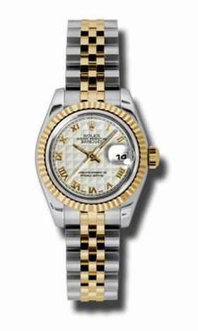 Rolex Datejust Ivory Pyramid Dial Steel and Yellow Gold Ladies Watch 179173IPRJ