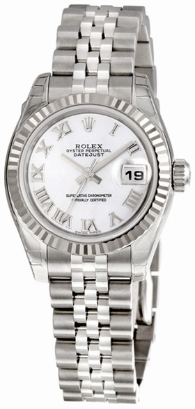 Rolex Datejust Mother of Pearl Dial 18k White Gold Fluted Bezel Watch 179174MRJ
