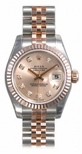 Rolex Datejust Rose Diamond Dial Jubilee Bracelet Two Tone Ladies Watch 179171RDJ