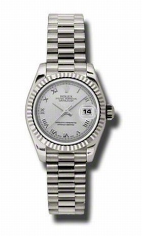 Rolex Datejust Silver Dial Automatic White Gold Ladies Watch 179179SRP