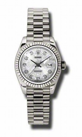 Rolex Datejust Silver Jubilee Dial Automatic White Gold Ladies Watch 179179SJDP