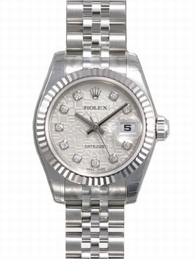 Rolex Datejust Silver Jubilee Diamond Dial Jubilee Bracelet 18k White Gold Fluted Bezel Ladies Watch 179174SJDJ