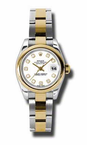 Rolex Datejust White Dial Automatic Stainless Steel and 18kt Yellow Gold Ladies Watch 179163WDO