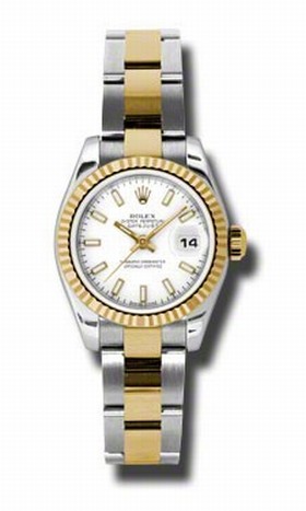Rolex Datejust White Dial Automatic Stainless Steel and 18kt Yellow Gold Ladies Watch 179173WSO