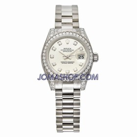 Rolex Lady Datejust White Diamond Dial and Bezel President Bracelet 18k White Gold 179159WDP