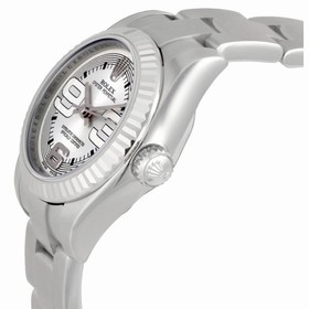 Rolex No Date Silver Dial Oversized Arabic Dial Markers 18k White Gold Fluted Bezel Ladies Watch 176234SMAXI