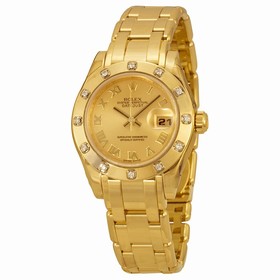 Rolex Datejust Pearlmaster Champagne Dial 18kt Yellow Gold Ladies Watch 80318CRPM