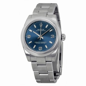 Rolex No Date Blue Arabic Dial Oyster Bracelet Domed Bezel Ladies Watch 177200BLASO