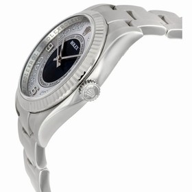 Rolex Oyster Perpetual 36 mm Silver and Blue Concentric Dial Stainless Steel Automatic Men's Watch 116034SBLAO
