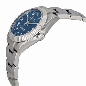 Rolex Oyster Perpetual Blue Dial Stainless Steel and 18kt White Gold Bezel Ladies Watch 177234BLRO