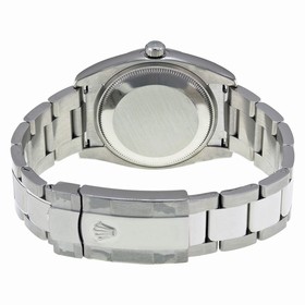 Rolex Oyster Perpetual Date Black Dial Fluted 18k White Gold Bezel Men's Watch 115234BKADO